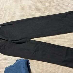 Black Denim Jeans with Button Detail